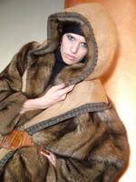 Helen Yarmak – Russian barguzine sable hooded coat reversible to leather